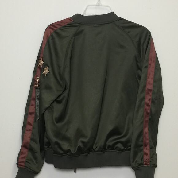 Express x Karlie Kloss Collab Reversible Gray & Army Green Bomber Jacket Small - Picture 4 of 9